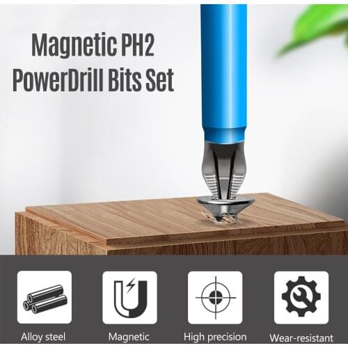 7pcs Power Drill Bits Set Electric Drill Bits Screwdriver Bits Anti-Slip Mag-netic PH2 Bits Set for Power Drills Screwdriver