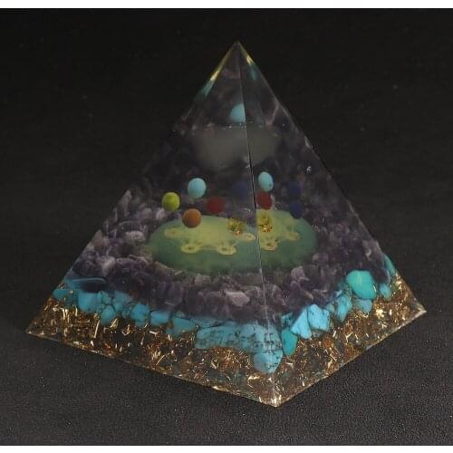 Natural Citrines Gem Stone Orgonite Pyramids 7 Chakras Luminous Orgone Home Decora Gathering Fortune Energy Generator Pyramid