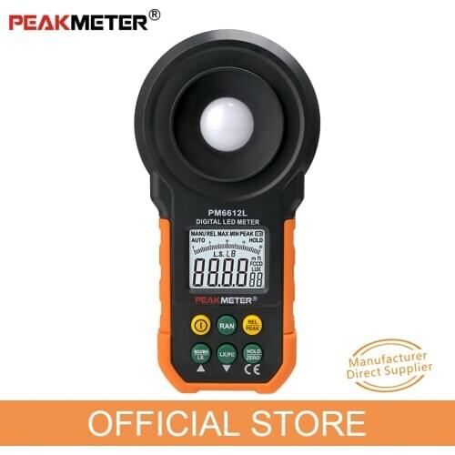 Official PEAKMETER PM6612L LED Digital Analog Bar Light Lux Meter 200000 lux Handheld Light Meter for Light Measuring