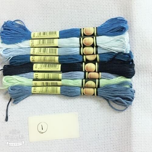 Oneroom DMC819-892 Multi-color 10Pcs/lot two labels Thread Cross Stitch Cotton Sewing Skeins Embroidery Thread Floss Kits 6