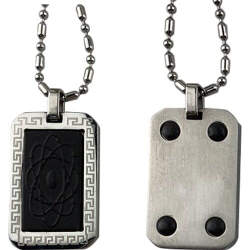 Men Women Fashion Quantum Energy Pendant Necklace- Lava Stone Necklace with Negative IOns for Anti EMF Radiation Protection