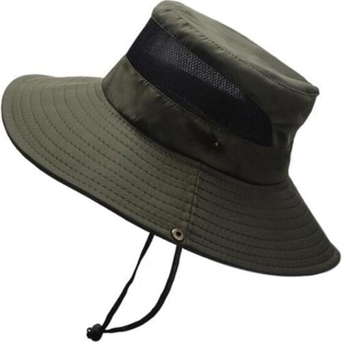 Foldable Mens Panama Hat New Summer Mesh Breathable Bucket Hats Flat Cap Wind Rope Fixed Large Eaves Women Beach Hat Multicolor