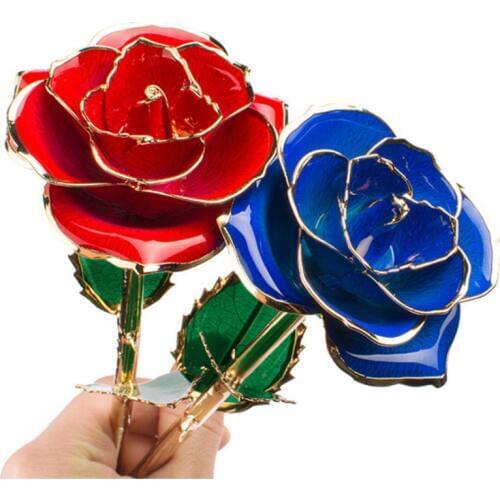 Valentines Day Gift 24K Gold Plated Golden Rose Flower Holiday Present Wedding Party Decoration With Retail Box