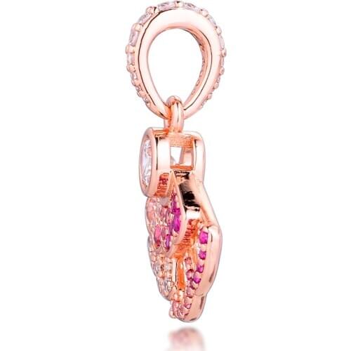 Plated Rose Gold Pink Fan Dangle Charms 2020 New 925 Sterling Silver Fits Original Bracelet Beads for Jewelry Making