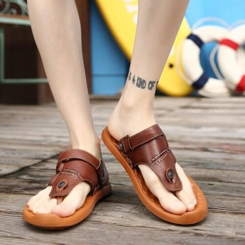 Sandalias For Man Work Sandals Rubber Flip Flops Men Leather Sandale Homme Ete Shoes Sport For 2020 Man 2019 Summer Beach