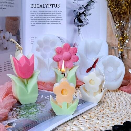 Flowers Silicone Candle Mold For DIY Aromatherapy Candle Plaster Ornaments Handicrafts Mold