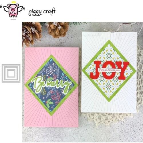 Piggy Craft metal cutting dies cut die mold Dotted square frame Scrapbook paper craft knife mould blade punch stencils dies