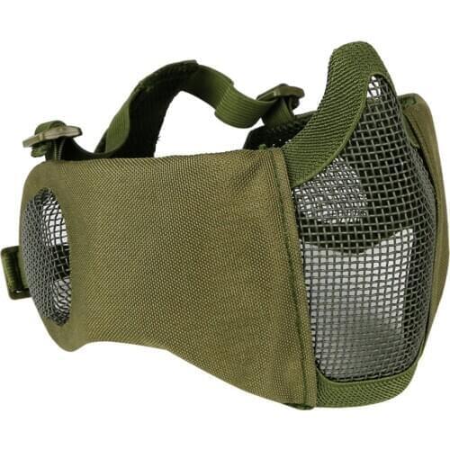 Tactical Airsoft Mask Half Lower Face Metal Steel Net The Field Elite Ear Protection Outdoor Cycling Steel Tactical Mask