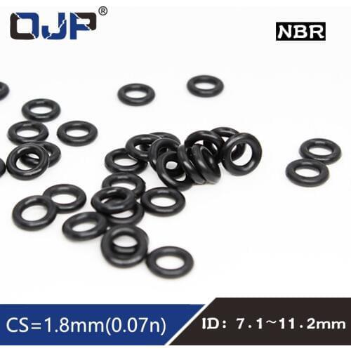50PCS/lot Rubber Ring NBR Sealing O-Ring 1.8mm Thickness ID7.1/7.6/8/8.5/9/9.5/10/10.6/11.2mm Nitrile O Ring Seal Gasket Washer