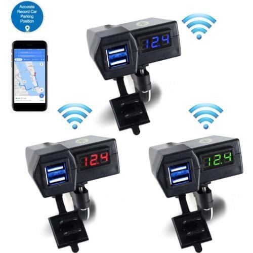 Waterproof 12V Motorcycle Dual Port USB Charger LED Voltmeter With GPS Positioning R2LC