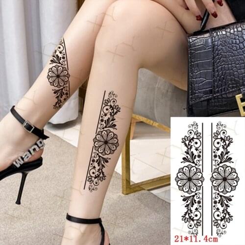 Waterproof Temporary Tattoo Sticker Flower Pattern Flash Tattoos Geometry Moon Gun Peony Body Art Arm Fake Tatoo for Women Men