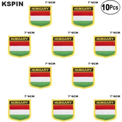 Hungary Flag Embroidery Patches Iron on Saw on Transfer patches Sewing Applications for Clothes in Home&Garden