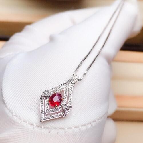 Z708 Ruby Pendant 18K Gold Jewel 100% Natural Red Ruby 0.52ct Gemstones Pendants for Women Necklace