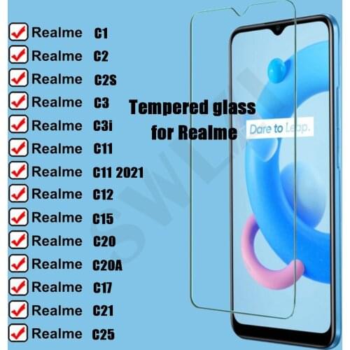 Protective Film for Realme C1 C11 2021 C2 C2S C3 C3i C12 C15 C17 C21 C25 Tempered Glass realme C20 C20A Phone Screen Protector