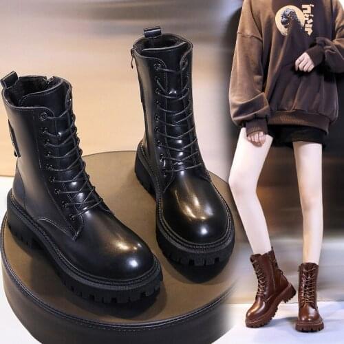 Snow boots Martin boots womens boots autumn and winter new style short boots British style plus velvet zipper X689