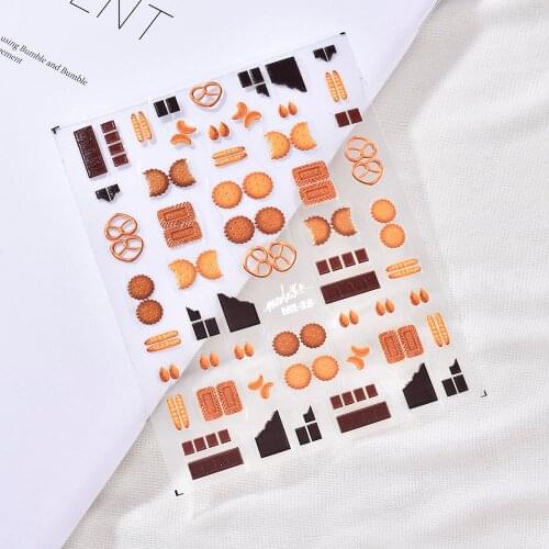 1Pcs 5D Nail Sticker Embossed Cookies Fruit Nail Manicure Decoration Design Tips Food Series DIY Nail Art Stickers Decor Daily