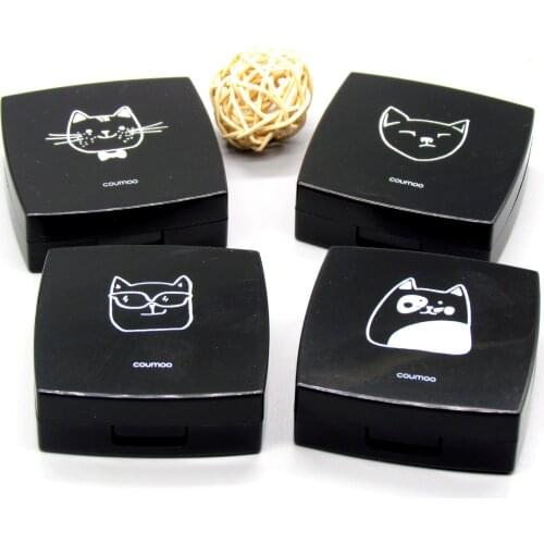 10 set/lot Square black cat contact lenses box / companion box / pencil case/Cartoon eyeglasses box / lens care /storage box