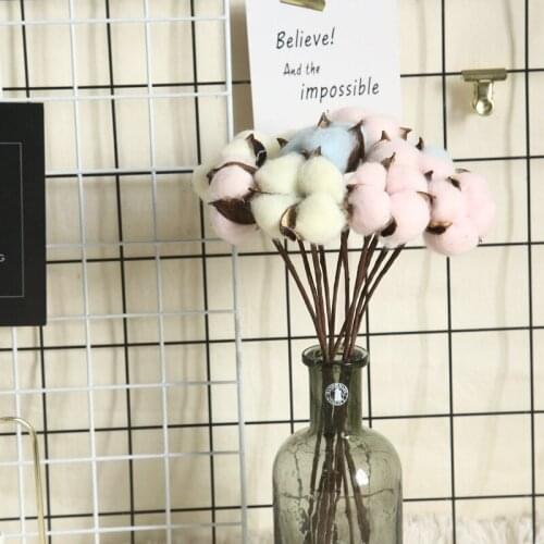 10pcs/1Bunch Natural Dried Flower Cotton Home Decoration Wedding Flower Wall Plant Wall Artificial Flower Simulation Flower