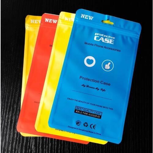 100Pcs/ Lot 12*21cm Plastic Zip Lock Cell Phone Case Event Bags With Hang Hole For Mobile Phone Shell Packaging Zipper Bag