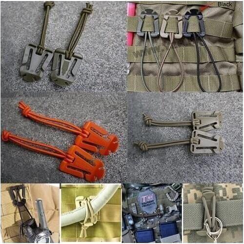 2Pcs Molle Backpack bushcraft Strap Hang Buckle Elastic Rope Clip Military Outdoor Camp Hike travel kit attach