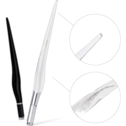 2pcs Clear Black Color Tebori Manual PCD Tattoo Eyebrow Tattoo Pen Permanent Makeup Supplies Microblading Tools