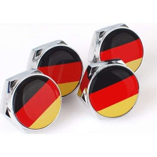 4 Pcs/set Chrome Metal Germany Flag Logo Anti-theft Car License Plate Bolts Frame Screws