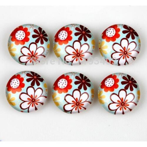 40PCS 12mm)/Round12mm 20mm 25mm 30mm Glass Cabochon DIY For jewelry finding Cameo Setting ,Dome Flat Back Beads-Flowers-151-20