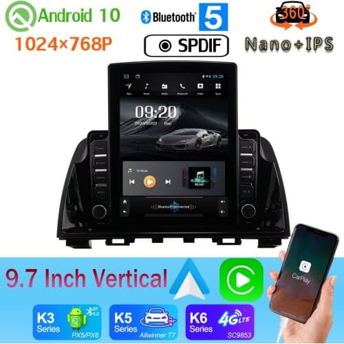 9.7" Vertical Style Car Media GPS CarPlay Android 10.0 360 Camera Radio For Mazda 6 Mazda6 Atenza 2013-2015 Head Unit PX6 4+64G