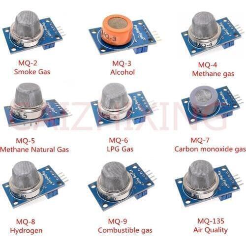 9PCS/1Lot Gas Detection Sensor Module MQ-2 MQ-3 MQ-4 MQ-5 MQ-6 MQ-7 MQ-8 MQ-9 MQ-135 Sensor Module Gas Sensor Starter Kit