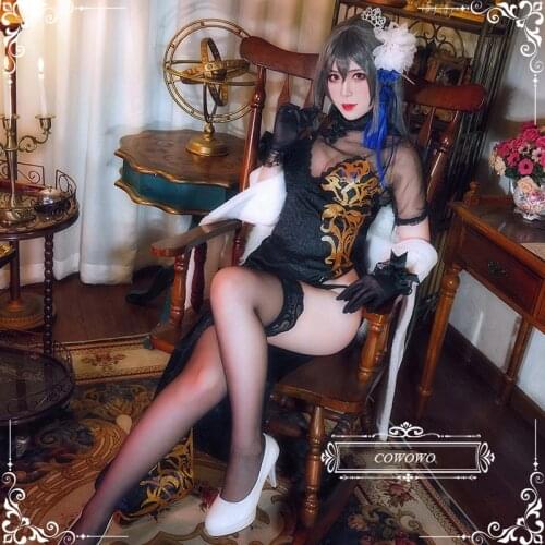 Anime! Azur Lane FFNF Saint Louis Cheongsam Slim Dress Elegant Uniform Cosplay Costume Halloween Party Role Play Suit For Women