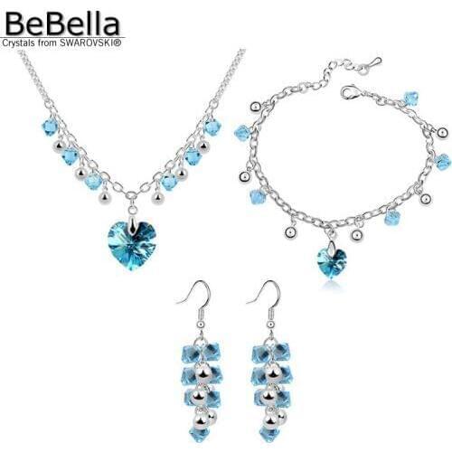 BeBella wedding jewelry sets crystal heart necklace set Made with Swarovski Elements for women