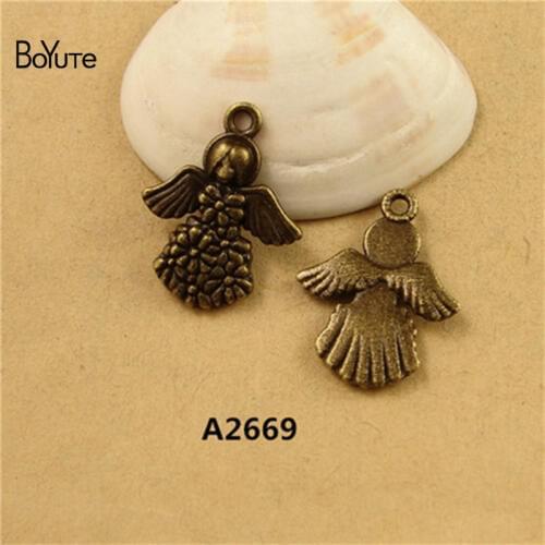 BoYuTe (50 Pieces/Lot) 17*21MM Antique Bronze Plated Zinc Alloy Angel Charms Pendants Diy Jewelry Accessories Wholesale