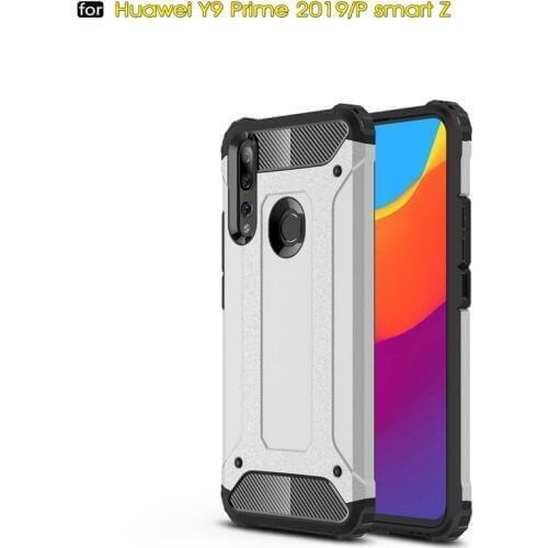 For Huawei Y9 Prime 2019 / P Smart Z Carbon Fiber Black Case Silicone Cover Shockproof Hard Tough Rubber Hybrid Armor Case Cover