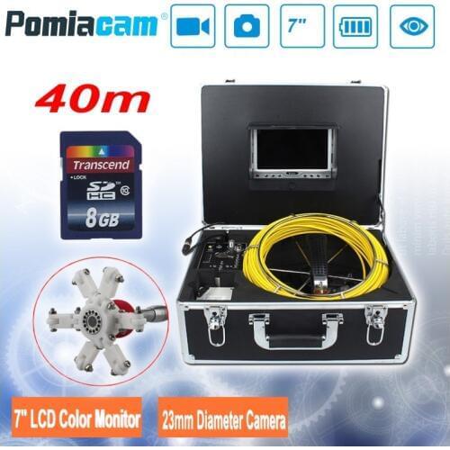 7D1 40M 131ft DVR Drain Endoscope Pipe Inspection Camera system 23mm Industrial Pipeline Endoscope Snake Camera with 8GB SD card