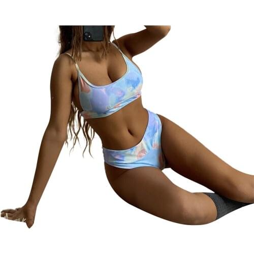Hirigin New Ladies Summer Split Swimwear Set, Adults Women Tie-dye Mixed Color Tank Top Type Sexy Backless Bikini Swimsuit