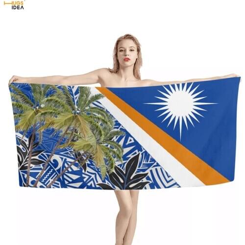HUGSIDEAQuick Dry Microfiber Soft Beach Yoga Swimming Bath Towels Art Palm Tree Print Adults Shower Towel Marshall Island