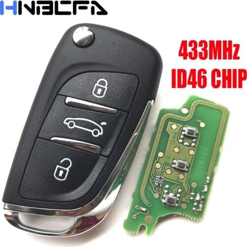 3 Buttons Modified 433MHz For peugeot 407 307 807 207 308 ASK Remote key ID46 Chip VA2/HU83 blade CE0536 Flip Folding key