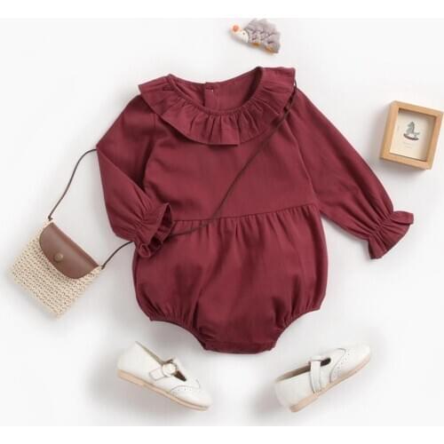 Lovely Spring Autumn Clothing Newborn Baby Boy Gir Romper Solid Romper