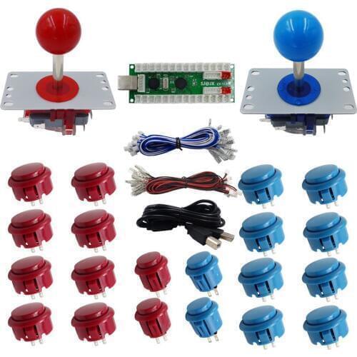 SJ@JX Arcade DIY Kit Black And White Arcade Controller 2 Player PC MAME Button And Joysticks USB Encoder Raspberry Pi