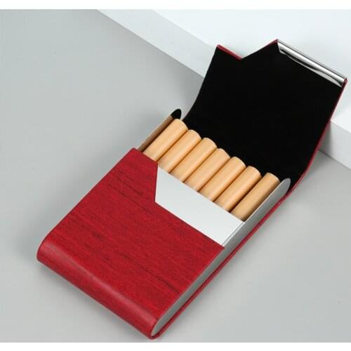 Red Blue 84 mm Cigarette Case Box Fashion Pocket Stainless Steel PU Leather Name Custom LOGO Bank Business Card Holder Gift Man