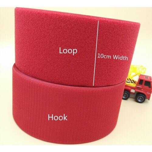 4" 10cm Width Sew-On Roll Hook Loop Tape Hard Soft Red 5 Meters Sewing Fastener Tape For Garment,etc DIY Wholesales Retail