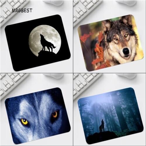 MRGBEST Animal Wolf Printed Mat Mice Gaming Accessories Small Size S Keyboard Laptop PC Pad Natural Rubber Gaming Mat Desk Pad
