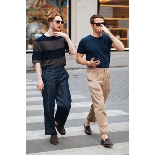 Mens Retro High Waist red ear tannin jeans slim fit small straight tube casual pants