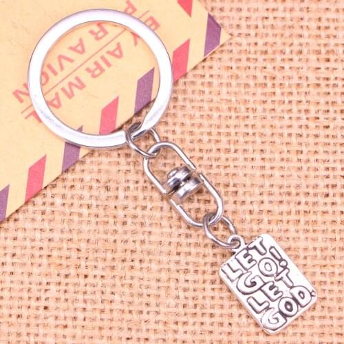 New Fashion Keychain 20x12mm let go let god Pendants DIY Men Jewelry Car Key Chain Ring Holder Souvenir For Gift