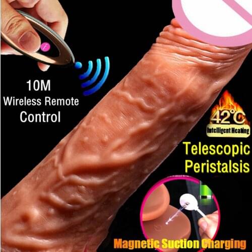 New Samrt Heating Automatic Telescopic Dildo Real Dick Sex Product for Women Soft Dildo Vibrator Realistic Huge Penis Sex Toys
