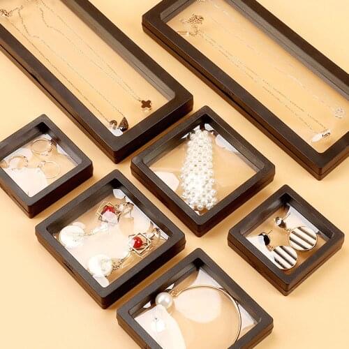 3D Floating Picture Frame Shadow Box Jewelry Display Stand Ring Pendant Holder Protect Jewelery Stone Presentation Case