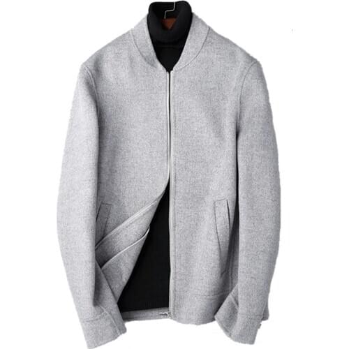 Autumn Winter Jacket Men 100% Wool Coat Double-side Woolen Coat Men Streetwear Baseball Jackets Short Coats Abrigo Hombre MY1882