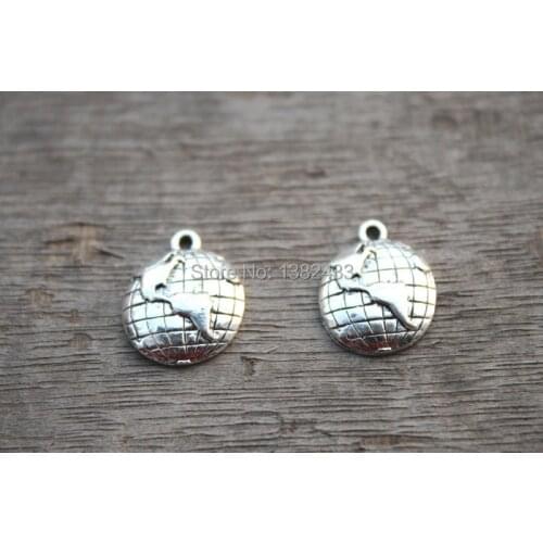 20pcs--Globe Charms, Antique Tibetan silver Lovely Mini Globe Charm Pendants,Earth Pendants 15x18mm