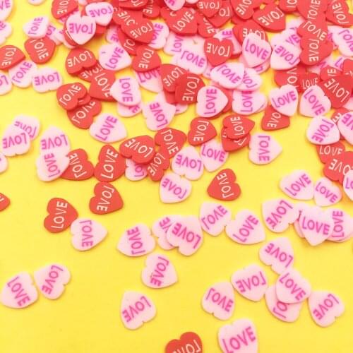 50g Love Heart Polymer Clay Sprinkles Red Pink plastic klei Tiny Floret Mud Particles Plum blossom For Shaker Cards:5mm