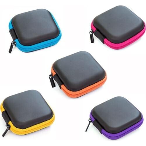 Portable Storage Box for Headphones Case Mini Zippered Storage Hard Bag Headset Box for Earphone Case SD TF Cards USB Cable